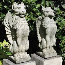 Gothic Griffin Lion Stone Garden Statues