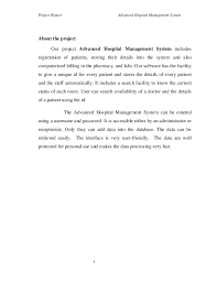 Pdf Project Report Advanced Hospital Management System