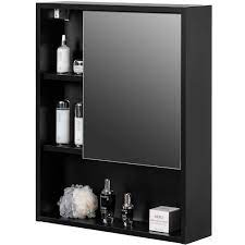 Basicwise 23 75 In X 30 In Black Mirrored Medicine Cabinet Qi004506 Bk