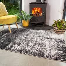 grey black transitional rug abstract