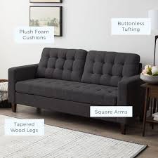Brookside Brynn 76 Upholstered Square Arm Sofa Charcoal