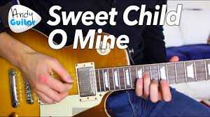 [songs ends with long guitar solo and these last lines spoken and then sung with much wailing and repetition by mr. Sweet Child O Mine Intro Guitar Lesson Tutorial Guns N Roses Slash Youtube
