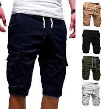 Momlove Fashion Mens Casual Solid Color Sports Multi Pocket Cargo Shorts Overalls Relaxed Pants Summer Shorts