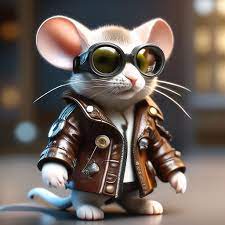 Мышь в стиле киберпанк. в очках. …» — создано в Шедевруме