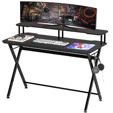 Elevate portable standing workstation was born out of the idea that the world might be a bit better if they wanted to combine their skills to develop a comfortable standing desk to improve their physical. Homcom 55 Inch Gaming Desk Racing Style Computer Office Pc Gamer Workstation With Elevated Monitor Stand Headphone Hook Black Walmart Com Walmart Com