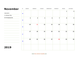 November 2019 Free Calendar Tempplate Free Calendar