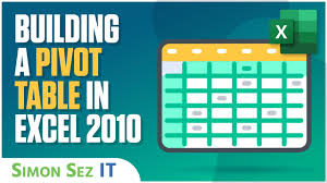 building a pivot table in excel 2010