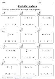 One Step Inequalities Worksheets One