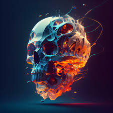 skull in fire 3d ilration design