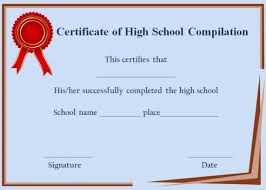 Certificate Of Completion High School Template School