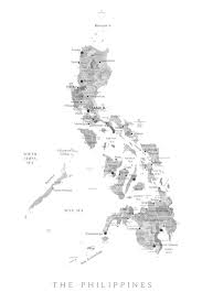Philippines In Gray Watercolor ǀ Maps