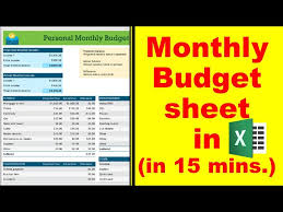 monthly personal budget in excel