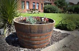 whisky oak barrel planter pot half