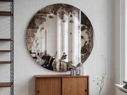 frameless antique mirror round hanging