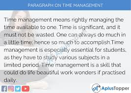 paragraph on time management 100 150