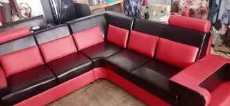 red luxury wooden sofa set