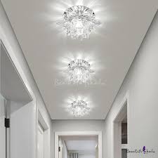Modernism Lotus Flush Mount Hand Cut Crystal Led Hallway Ceiling Lighting In Chrome Warm White Light Takeluckhome Com
