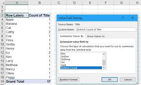 excel pivot table distinct count to