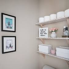 Assemble these shelves above your toilet to organize and display your bathroom knickknacks. Adding Storage Over The Toilet Water Closet Makeover Polished Habitat