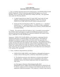 Last Chance Memorandum Of Agreement In Word And Pdf Formats