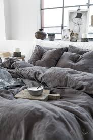 Linen Bedding Set In Charcoal Gray Dark