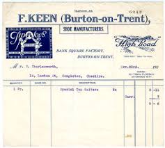 Our shoes are unique with this combination of proven and innovative. F Keen Burton On Trent Shoe Manufacturers Stationery 14416582
