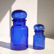 Vintage Cobalt Blue Glass Apothecary
