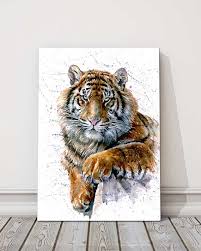 Tiger Painting Watercolour Canvas