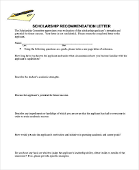 Letters of Recommendation for Scholarship       Free Sample    