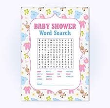 Baby Shower Word Search Game Pack Of 16 Multi Coloured Boys