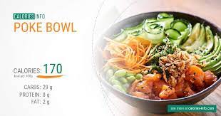 poke bowl calories and nutrition 100g