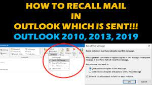 how to recall and replace emails in