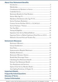 Massachusetts State Retirement Board Benefit Guide For The