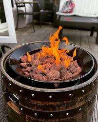 Whisky Barrel Gas Fire Pit Outdoor