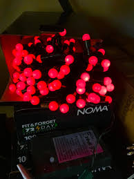 noma 100 red led battery berry lights