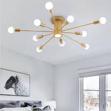 rrtyo wingard 39 37in 10 light gold modern sputnik ceiling light mid century semi flush mount with a led spotlight