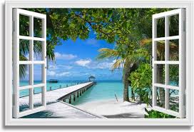 Window Beach Picture Canvas Wall Art