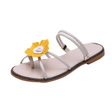 Voberry Shoes Flat Sandals For Women Sun Flower Strappy Open