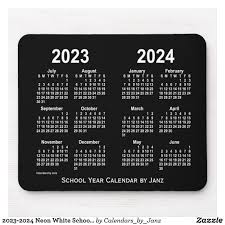 Kalender 2024 mit kalenderwochen und feiertagen. 2023 2024 Neon White School Calendar By Janz Mouse Pad Calendar Design School Calendar Custom Calendar