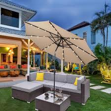 Steel Market Solar Tilt Patio Umbrella