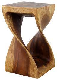 Wooden Twist Table Rustic Side