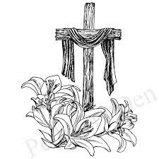 rugged cross with lilies h46 713 k