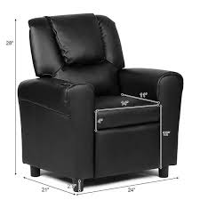 costway kids recliner armchair children s furniture sofa seat couch chair w cup holder black