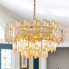 Antilisha Gold Chandeliers Modern Crystal Chandelier For Dining Rooms Bedroom Foyer Entryway Ceiling Hanging Pendant Chandelier Light Fixture Lamp 24 5 Amazon Com