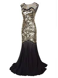 Vijiv 1920s Long Prom Dresses Sequins Beaded Art Deco