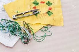 Embroidery Cross Stitch Kit Of Fabric Needle Thread Scissor