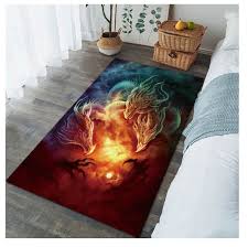 exotic three headed dragon phoenix mat