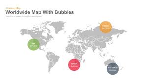 Worldwide Map With Bubble Powerpoint Template Keynote