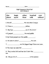 Wonders 2nd Grade High Frequency Word Tests Unit 3 Week 2 By Annette