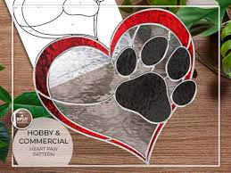 Pattern Heart Paw Stained Glass Pattern